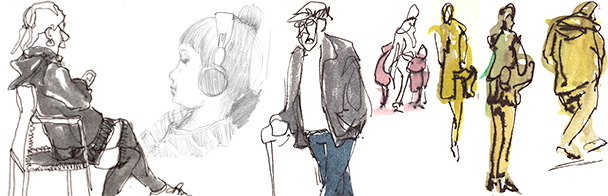 Urban Sketching Figurliches Zeichnen Menschen In Der Stadt Vhs Wiesbaden Unterricht Katja Rosenberg